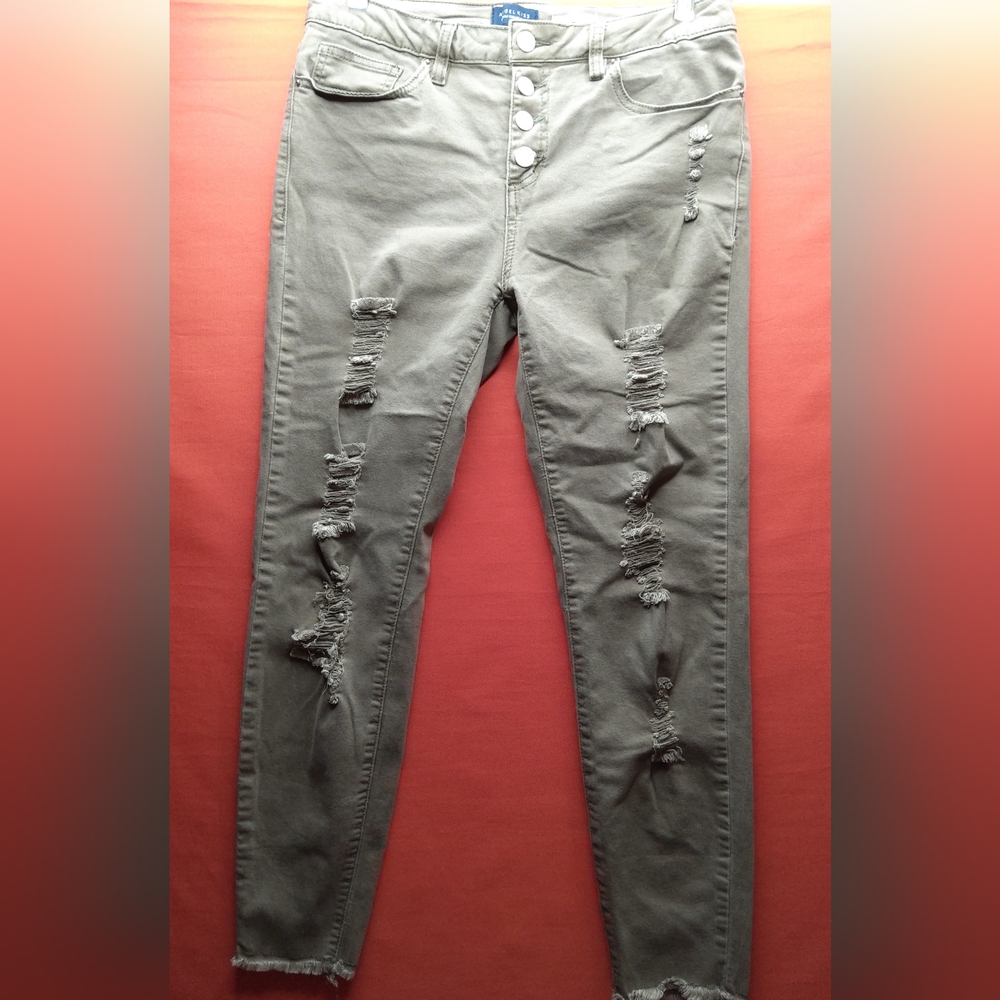 Angel Kiss Ripped Khaki Skinny Jeans
